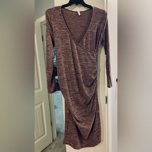 Purple Long Sleeve Maternity Sweater Dress